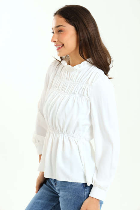 Ladies Casual Long Sleeve Office White Blouse