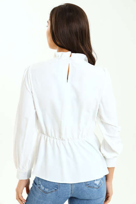 Ladies Casual Long Sleeve Office White Blouse