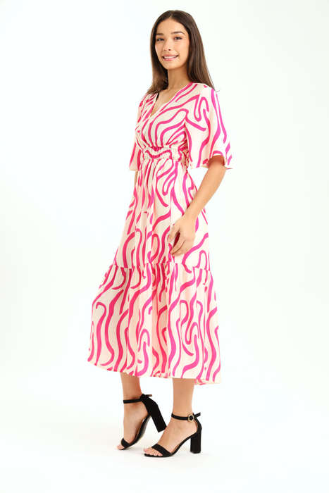 Ladies Kimberly Geo Printed Short Sleeve Midaxi Dress