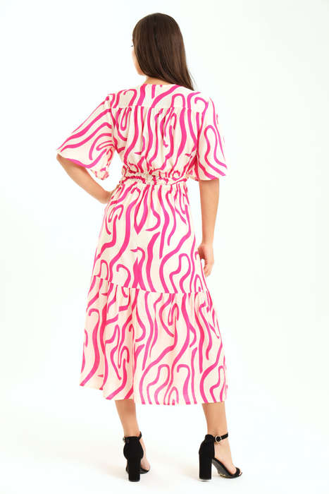 Ladies Kimberly Geo Printed Short Sleeve Midaxi Dress