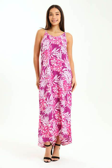Ladies Printed Elegant Boho Casual Strappy Summer Maxi Dress With Pockets