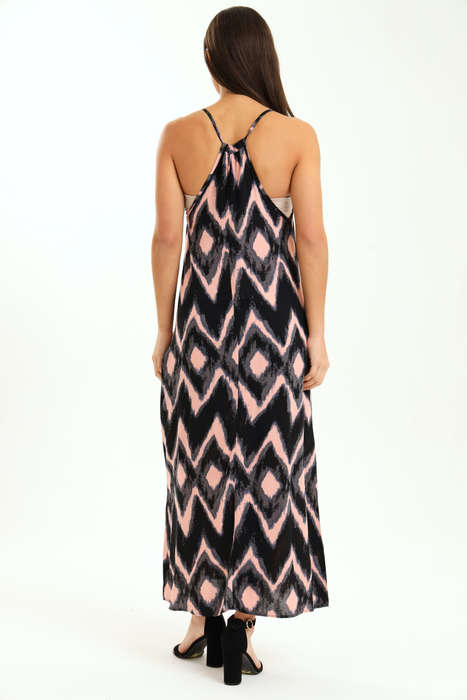 Ladies Printed Elegant Boho Casual Strappy Summer Maxi Dress With Pockets