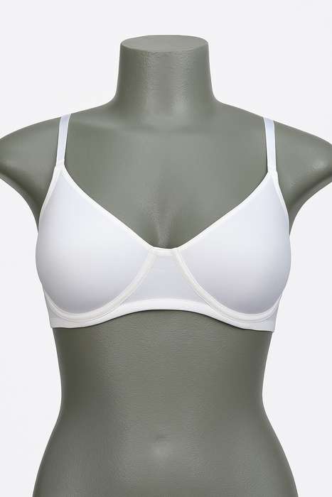 Ladies 2 Pack Wireless Non Padded T-Shirt White Bra Soft Touch