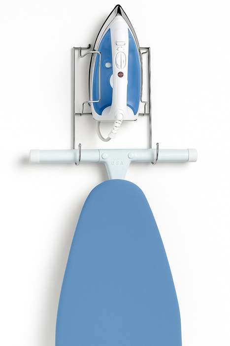 Senza® Wall Mounted Metal Iron Holder & Hook For Ironing Board