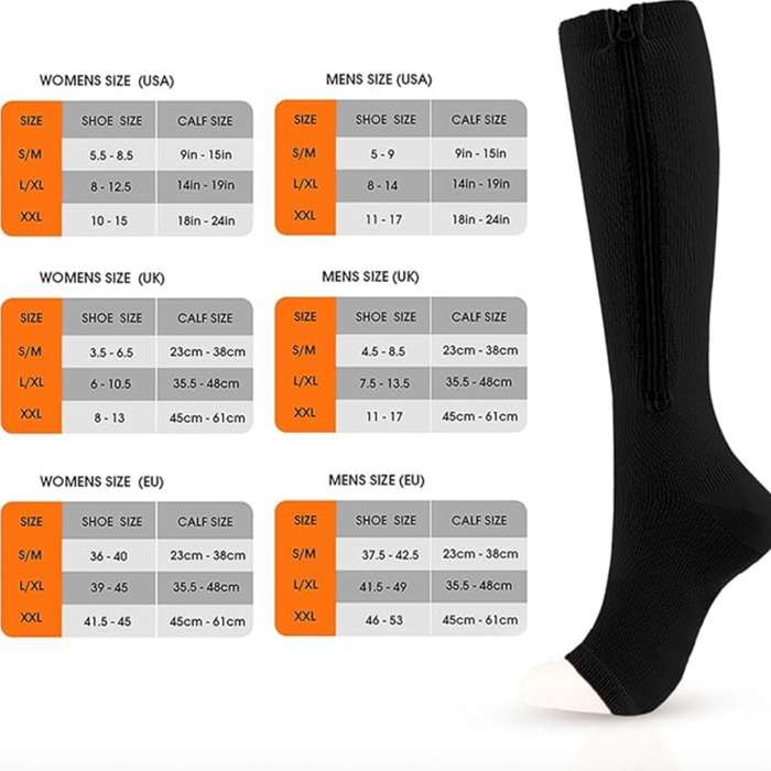 Senza® Unisex Anti-Fatigue Zip Up Open Toe Compression Socks