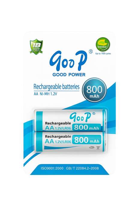 Goop 2 Pack 1.2V AA Rechargeable Batteries 800 mAh