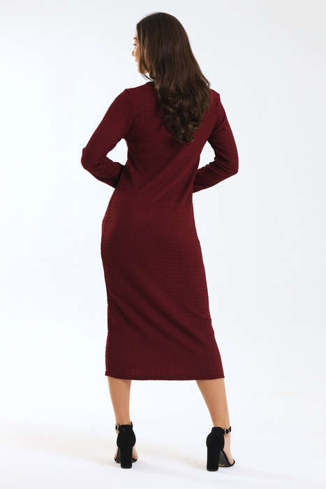 Ladies Branded Textured Long Sleeve Midaxi Dress