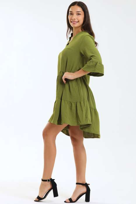 Ladies Celeste 3/4 Sleeve High-Low Tiered Dress