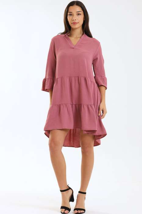 Ladies Celeste 3/4 Sleeve High-Low Tiered Dress