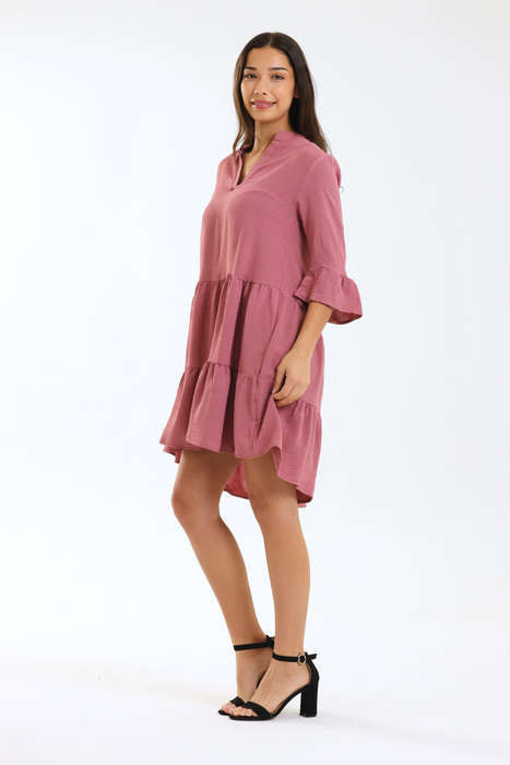 Ladies Celeste 3/4 Sleeve High-Low Tiered Dress