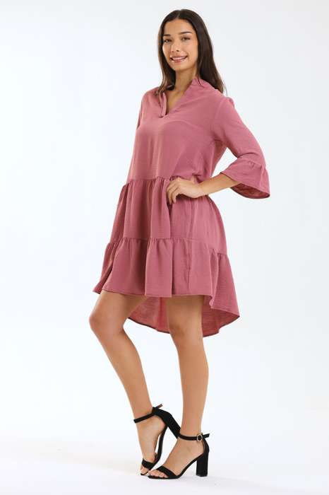 Ladies Celeste 3/4 Sleeve High-Low Tiered Dress