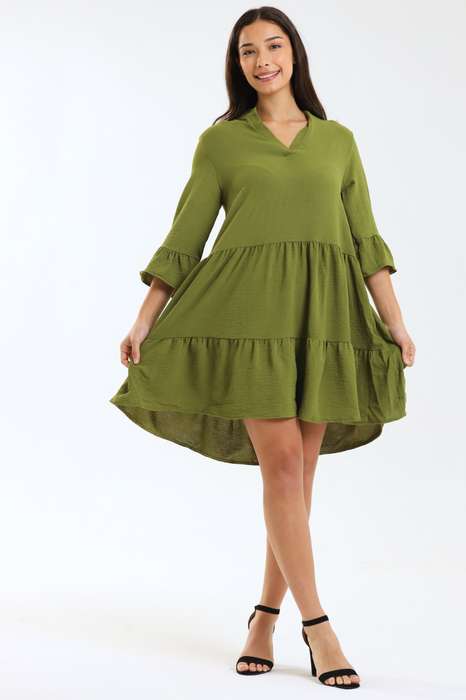 Ladies Celeste 3/4 Sleeve High-Low Tiered Dress