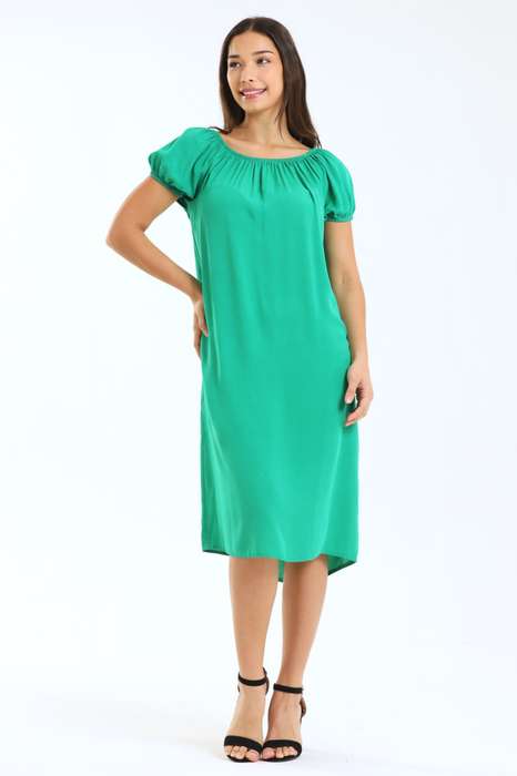 Ladies Evie Puff Sleeve Loose Fit Midi Dress