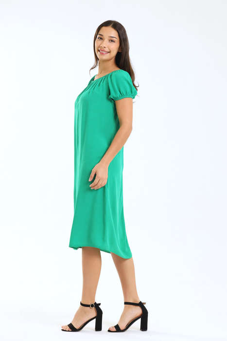 Ladies Evie Puff Sleeve Loose Fit Midi Dress