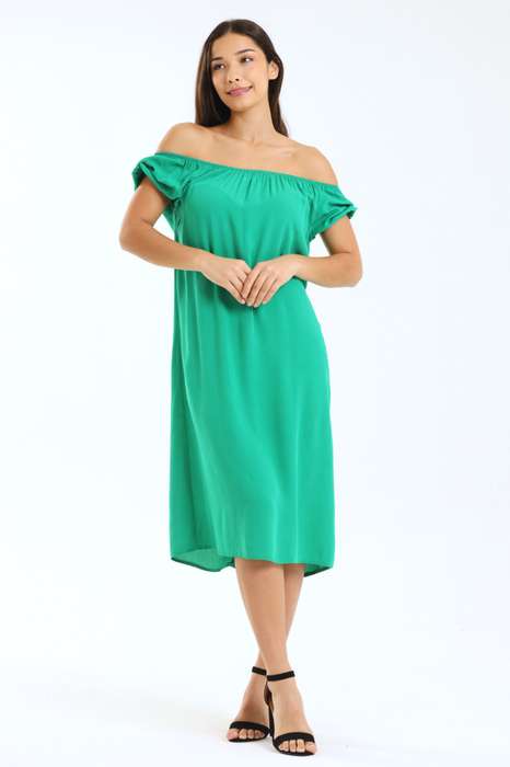 Ladies Evie Puff Sleeve Loose Fit Midi Dress