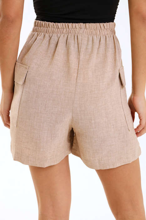 Ladies High Waist Linen Feel Summer Shorts