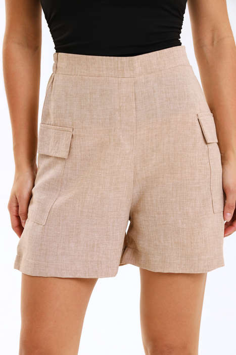 Ladies High Waist Linen Feel Summer Shorts
