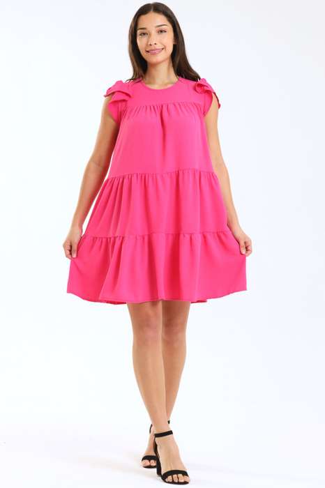 Ladies Maisie Tiered Ruffle Sleeve Short Summer Dress