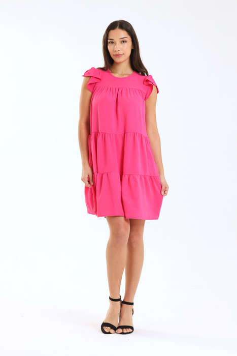 Ladies Maisie Tiered Ruffle Sleeve Short Summer Dress