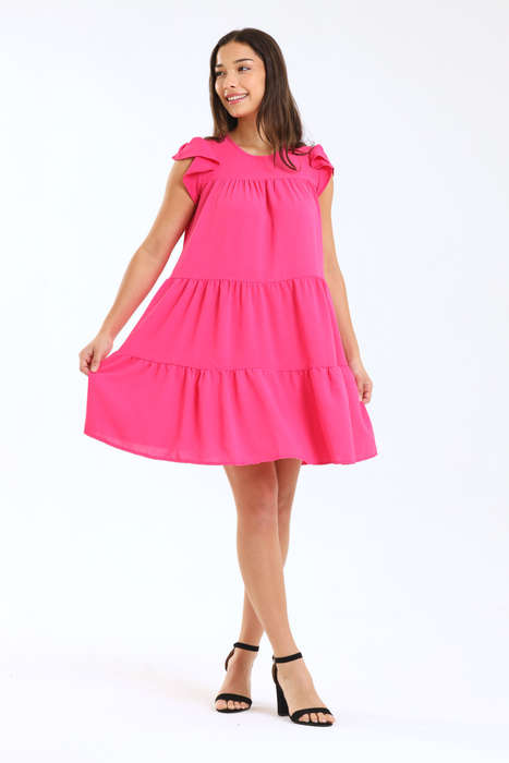 Ladies Maisie Tiered Ruffle Sleeve Short Summer Dress