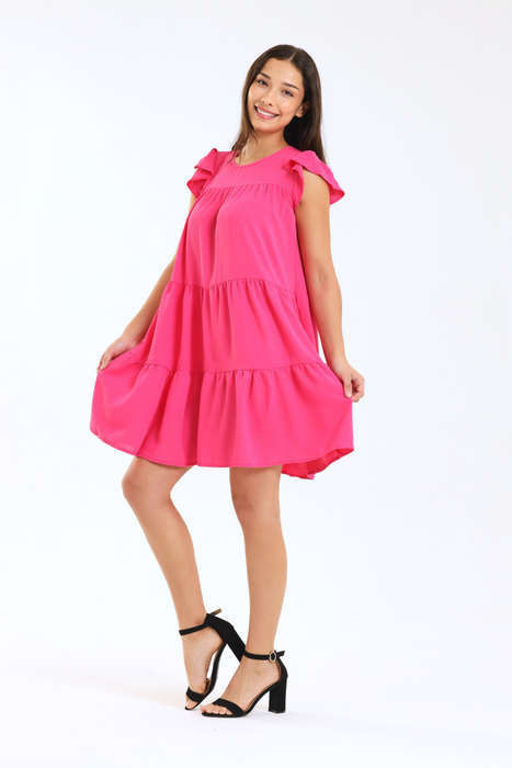 Ladies Maisie Tiered Ruffle Sleeve Short Summer Dress