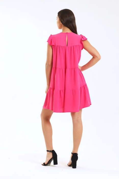Ladies Maisie Tiered Ruffle Sleeve Short Summer Dress