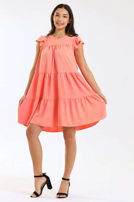 Ladies Maisie Tiered Ruffle Sleeve Short Summer Dress
