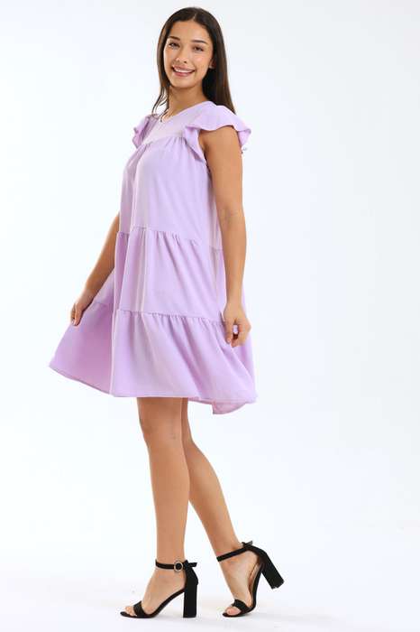 Ladies Maisie Tiered Ruffle Sleeve Short Summer Dress