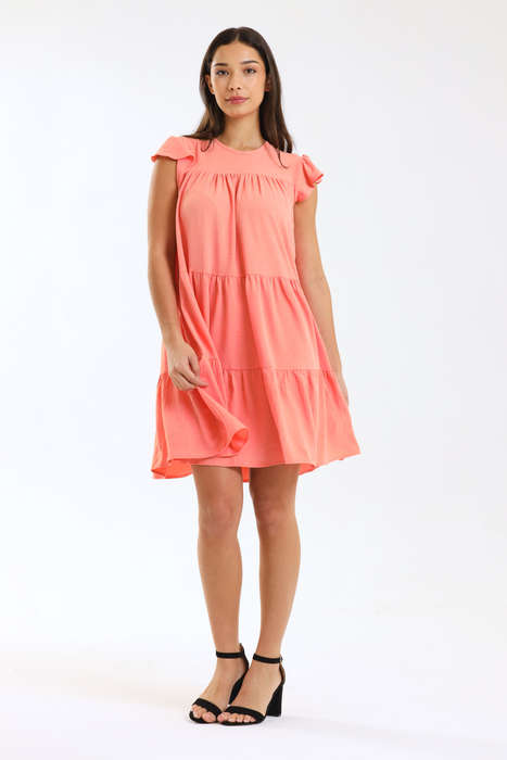Ladies Maisie Tiered Ruffle Sleeve Short Summer Dress