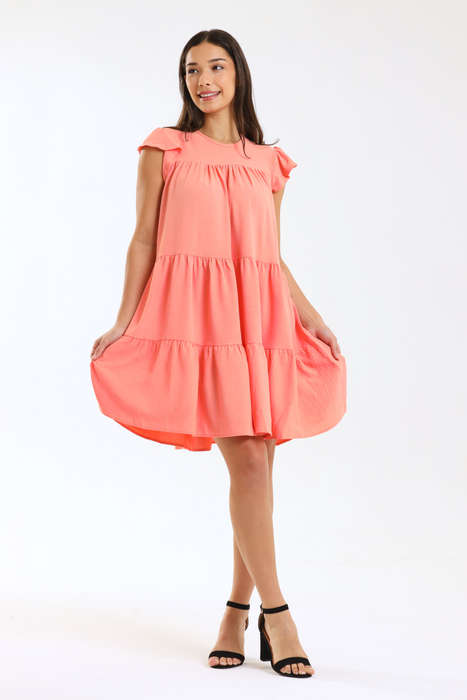 Ladies Maisie Tiered Ruffle Sleeve Short Summer Dress