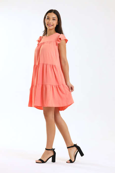 Ladies Maisie Tiered Ruffle Sleeve Short Summer Dress