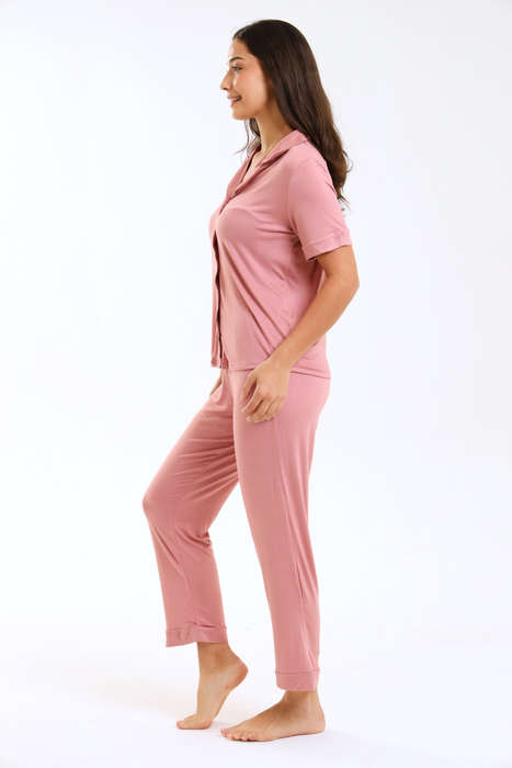 Ladies Pastel Chenille Button Down Pyjama Set