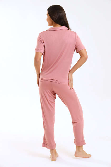 Ladies Pastel Chenille Button Down Pyjama Set