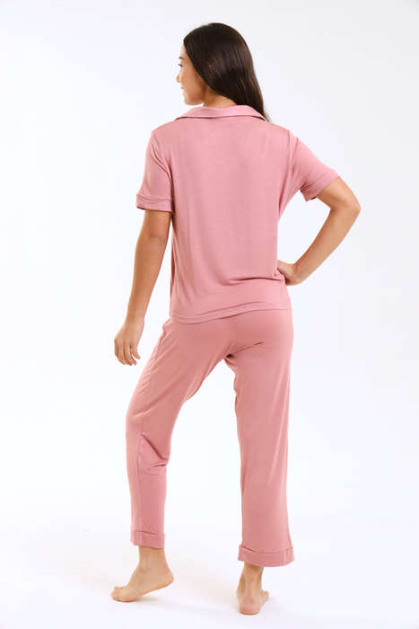 Ladies Pastel Chenille Button Down Pyjama Set