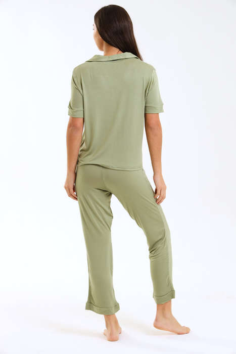 Ladies Pastel Chenille Button Down Pyjama Set