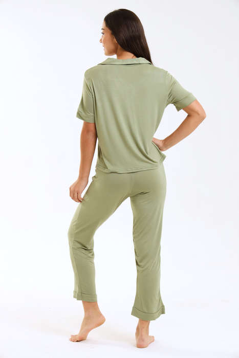 Ladies Pastel Chenille Button Down Pyjama Set