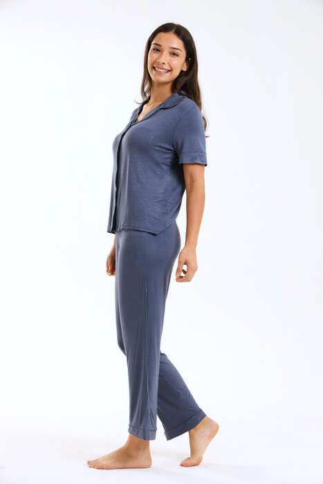 Ladies Pastel Chenille Button Down Pyjama Set