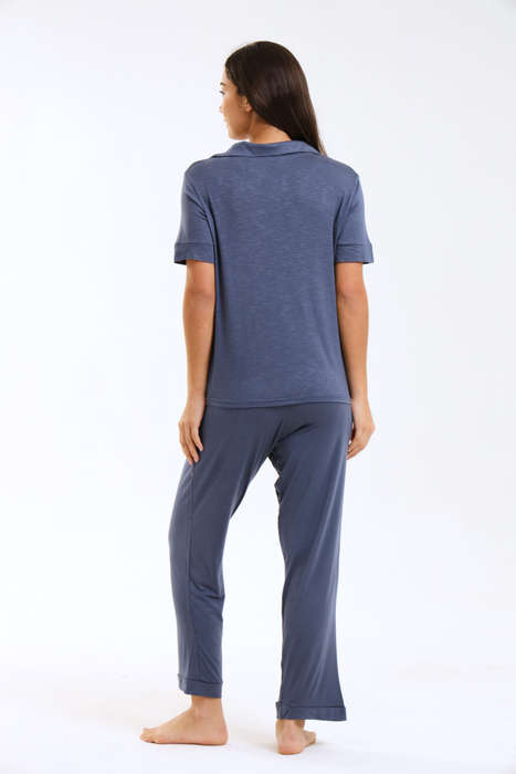 Ladies Pastel Chenille Button Down Pyjama Set