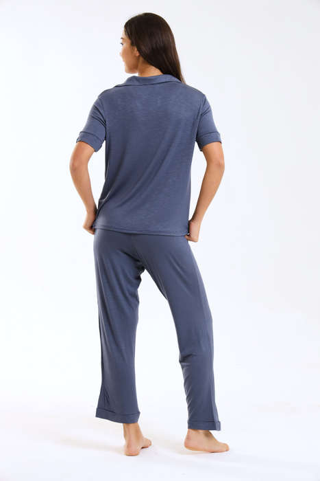 Ladies Pastel Chenille Button Down Pyjama Set