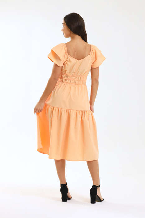 Ladies Smocked Waist Midaxi Dress