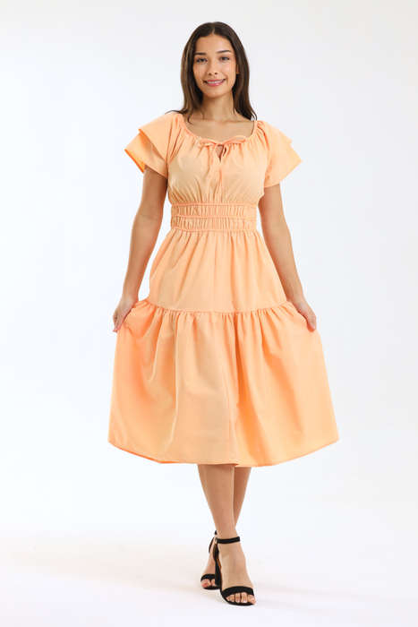 Ladies Smocked Waist Midaxi Dress