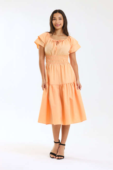 Ladies Smocked Waist Midaxi Dress