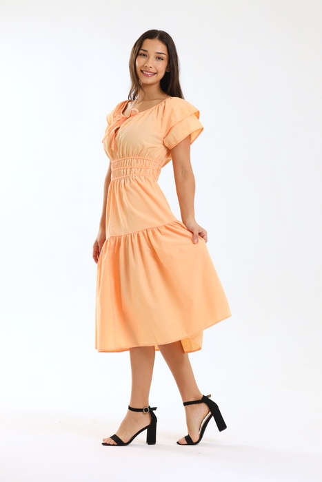 Ladies Smocked Waist Midaxi Dress