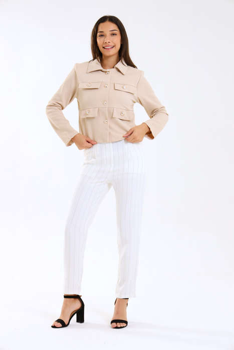 Ladies Striped Formal Straight Leg Pants