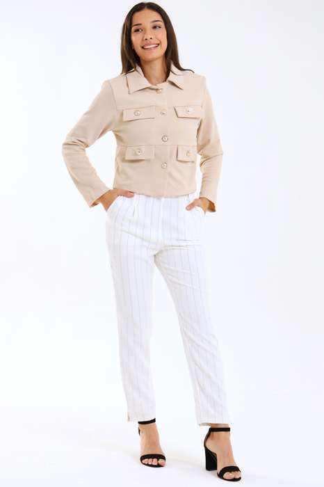 Ladies Striped Formal Straight Leg Pants