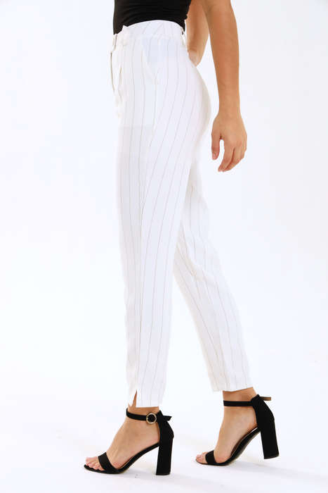 Ladies Striped Formal Straight Leg Pants
