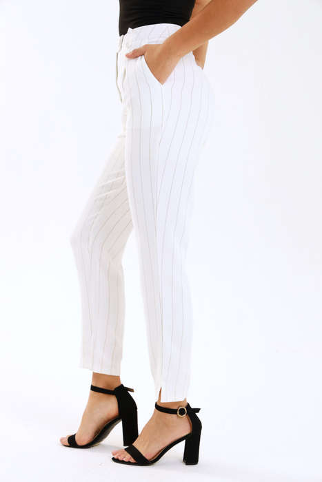 Ladies Striped Formal Straight Leg Pants