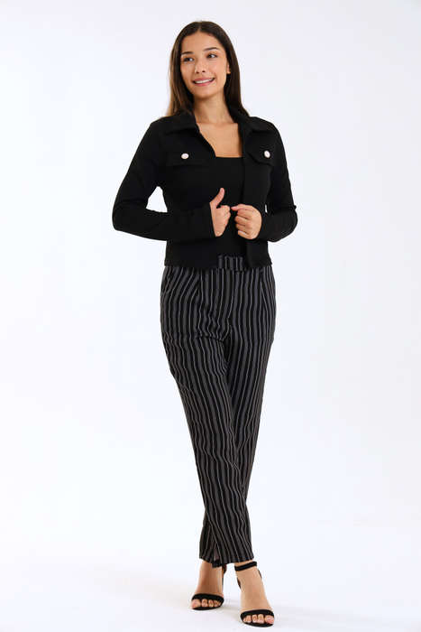 Ladies Striped Formal Straight Leg Pants