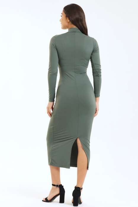 Ladies Turtleneck Skin Tight Long Sleeve Bodycon Dress