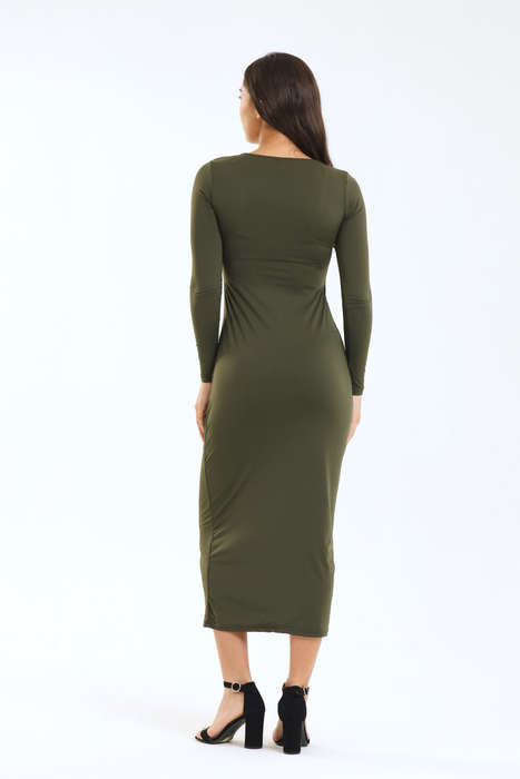 Ladies Willa Skin Tight Long Sleeve Bodycon Square Neck Dress